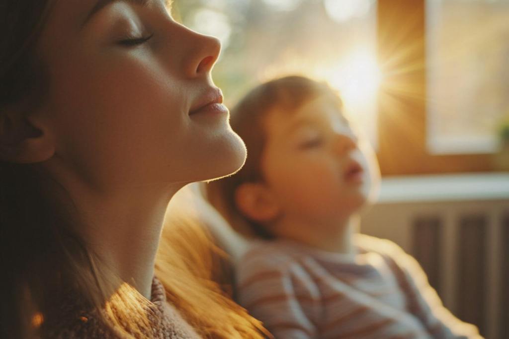 Una madre respira después de una discusión con su hijo