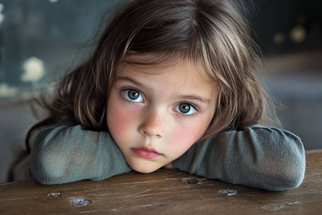 Una niña aburrida en clase
