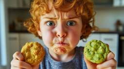 Un niño rechaza las galletas verdes