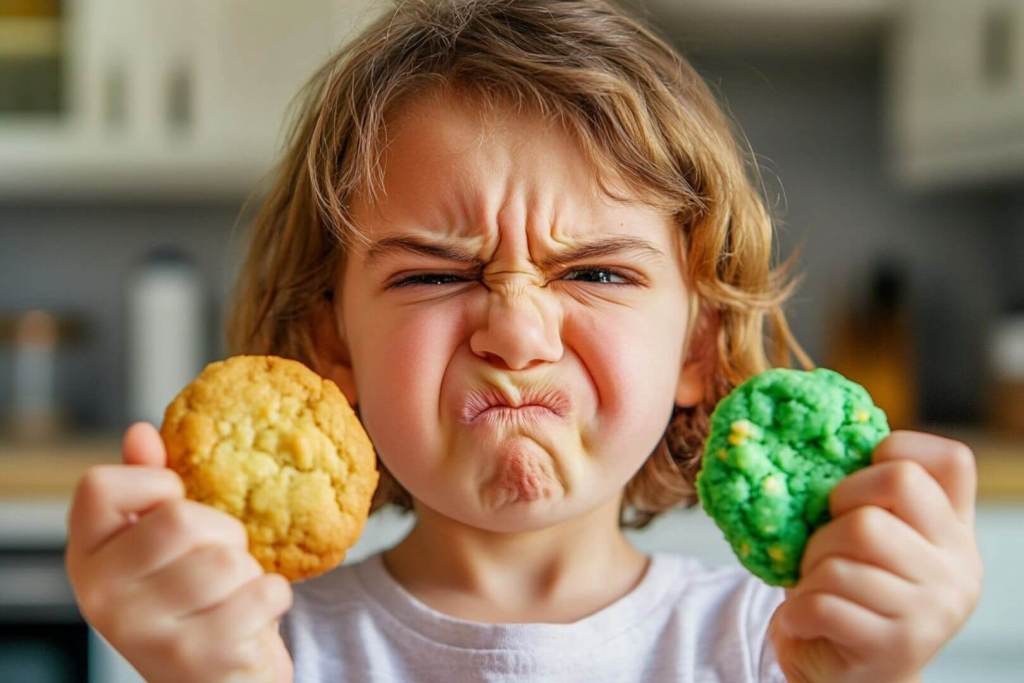 Un niño pone cara de asco