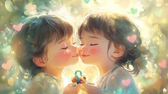Ilustración de dos amigas oliéndose