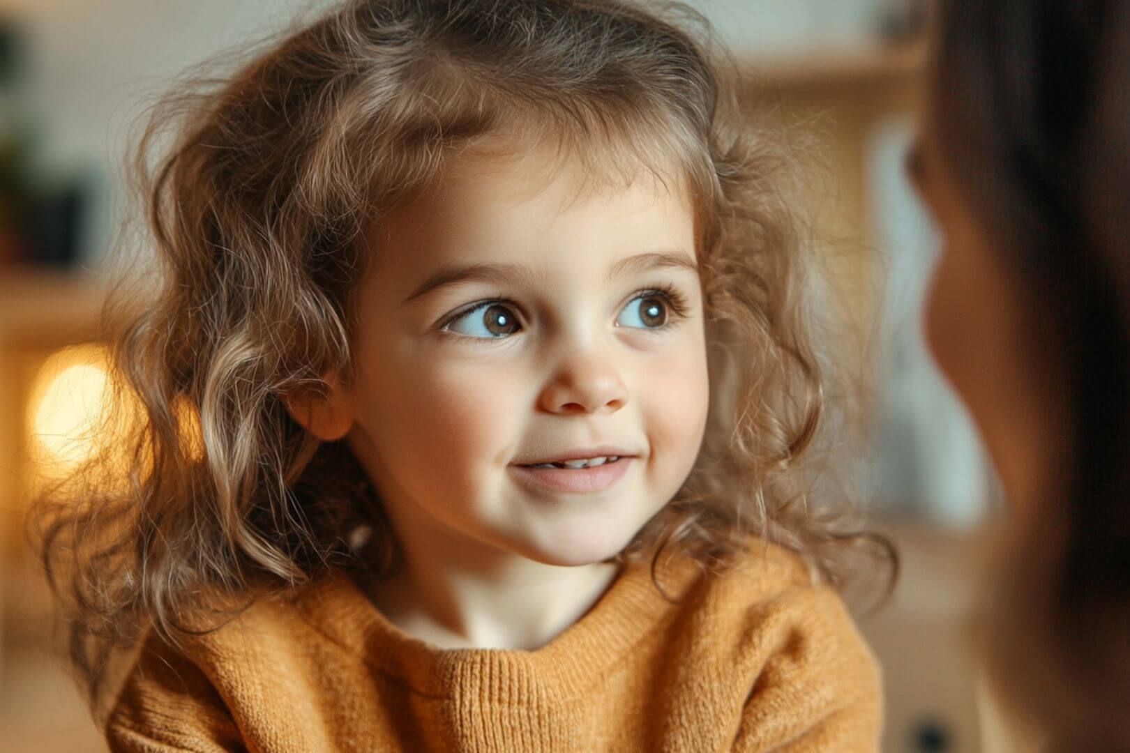 Una niña escucha a su madre