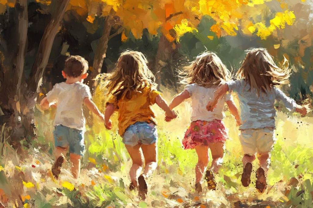 Niñas jugando al aire libre