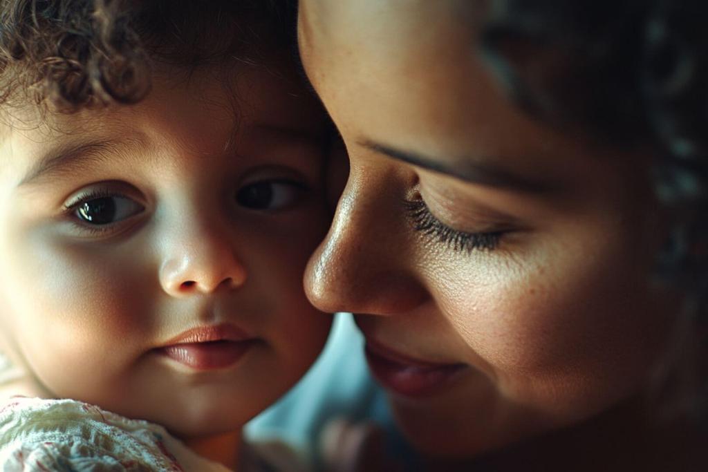 Madre e hijo abrazados