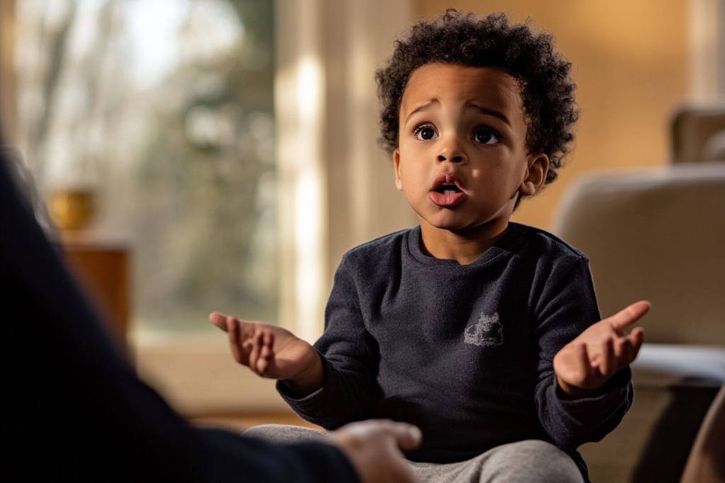 Un niño se queja ante su padre