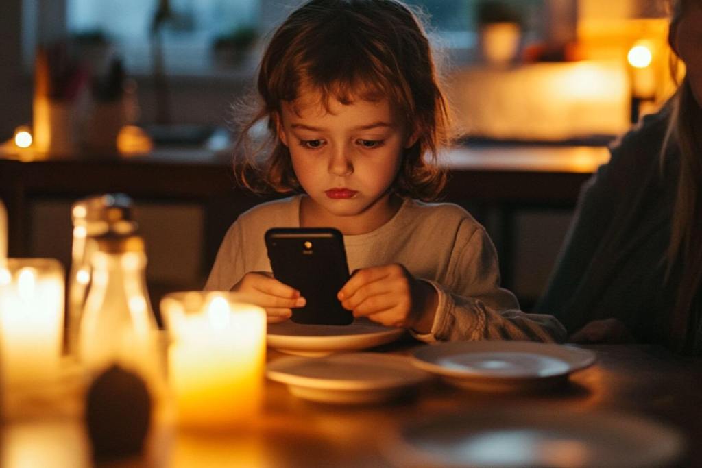 Una niña usa el móvil en plena rutina de sueño