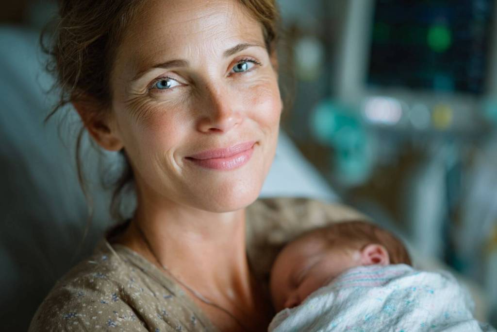 Una madre con su bebé recién nacido