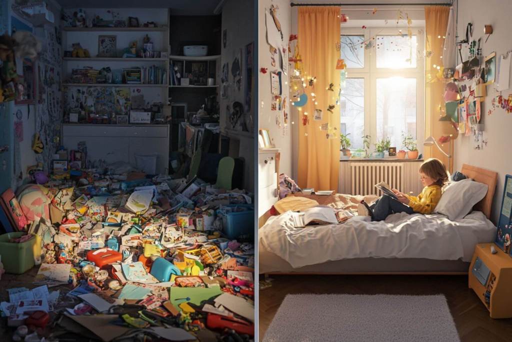Una misma habitación, dos realidades: enseñar a organizar es enseñar a vivir con claridad.