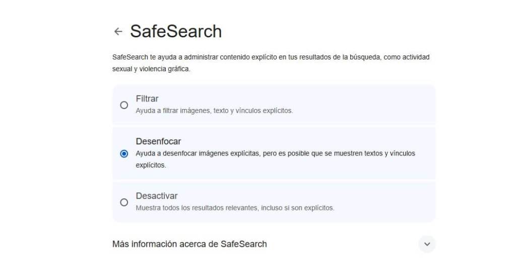 Herramienta SafeSearch de Google: clave en el control parental