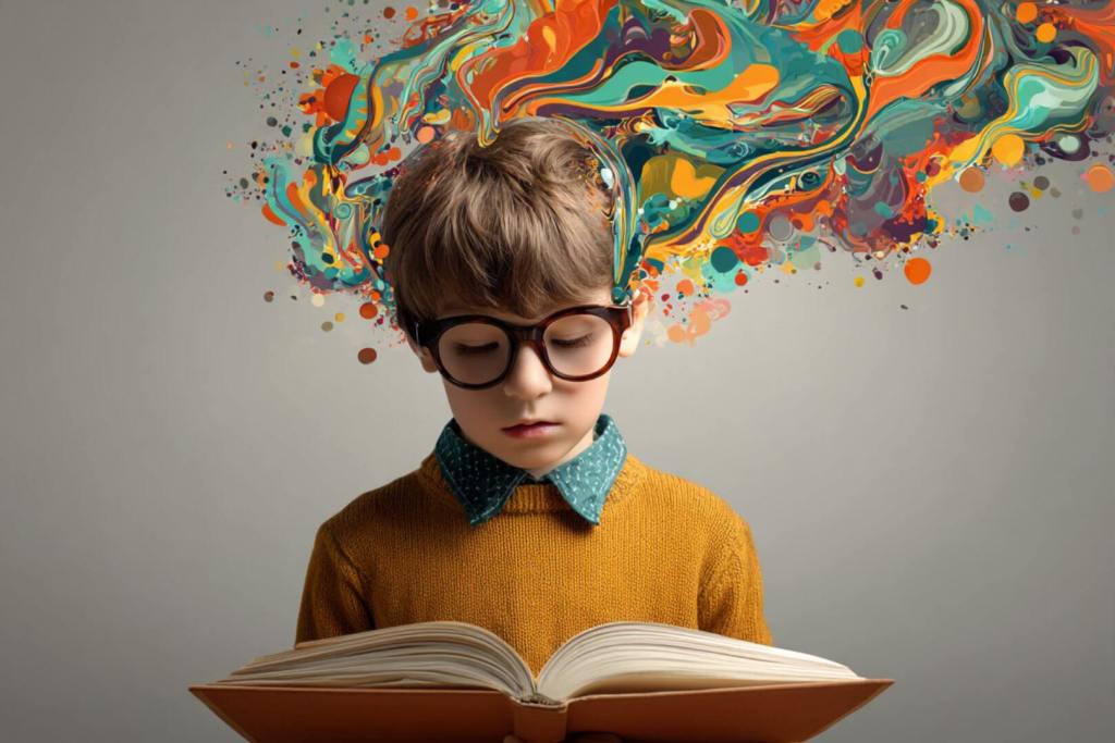 Un niño brillante que reflexiona mientras las letras y números parecen confusos: la dislexia en la alta capacidad.