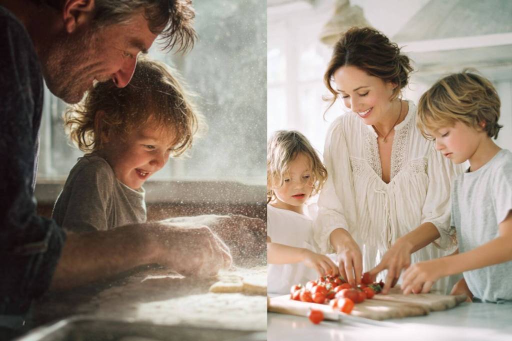 Cocinar con niños puede ser un caos… o una experiencia preciosa. Álvaro Bilbao explica por qué preparar todo antes y trabajar de uno en uno los ingredientes marca la diferencia.